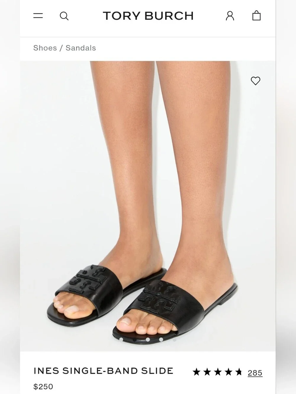 Tory Burch Black Ines Single-Band Slide Sandals